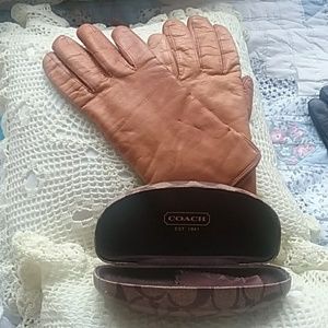 Coach gloves and glass case